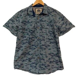 Tallwoods Vented Shirt Fishing Camping Blue Mesh Pockets  Button Front EUC